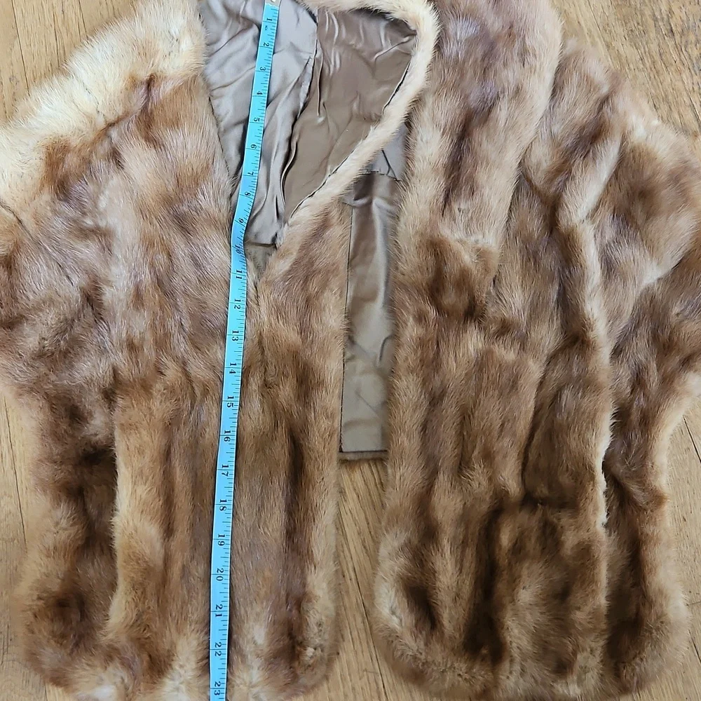 Vintage real mink shawl wrap with pockets S/M/L